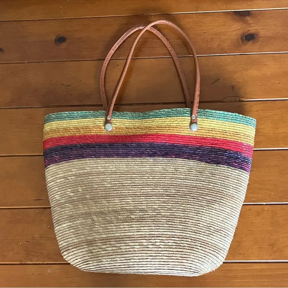Colorful Straw Tote Bag